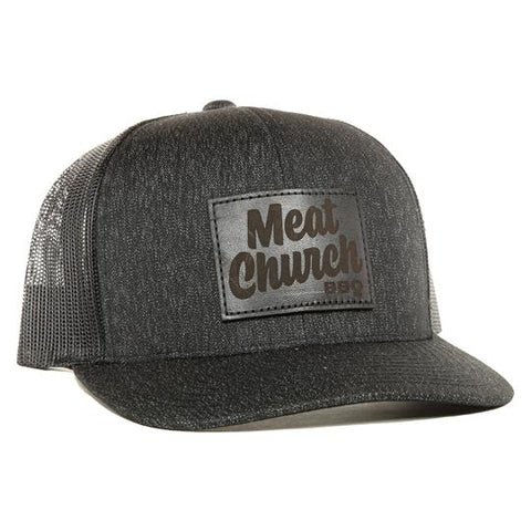 Meat Church Black Leather Patch Hat Snapback